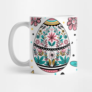 Easter seamless pattern with eggs and flowers. Mug